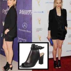 Via Spiga Women's Fabrizie Sandal Size 8 Black Leather Open Peep Toe Bootie